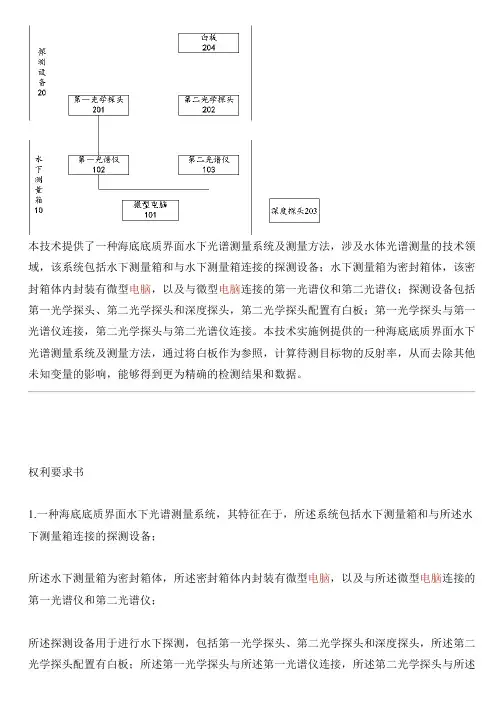 海底底质界面水下光谱测量系统及测量方法与相关技术