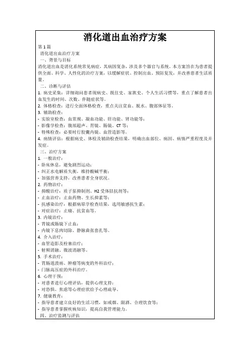 消化道出血治疗方案
