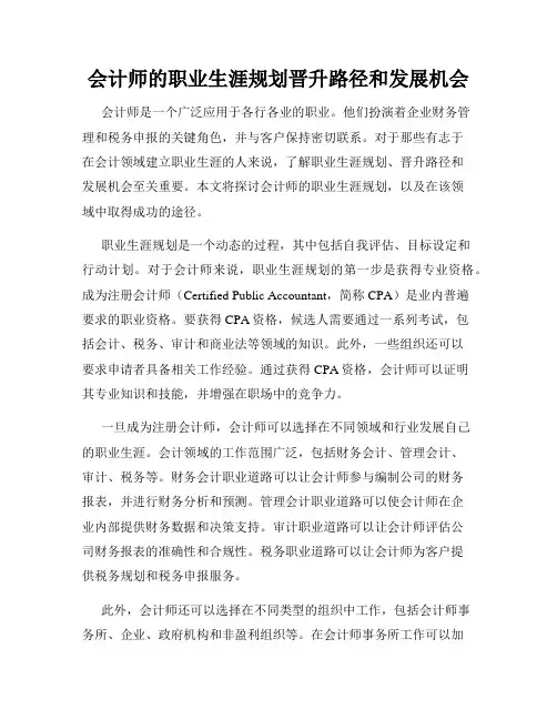 会计师的职业生涯规划晋升路径和发展机会