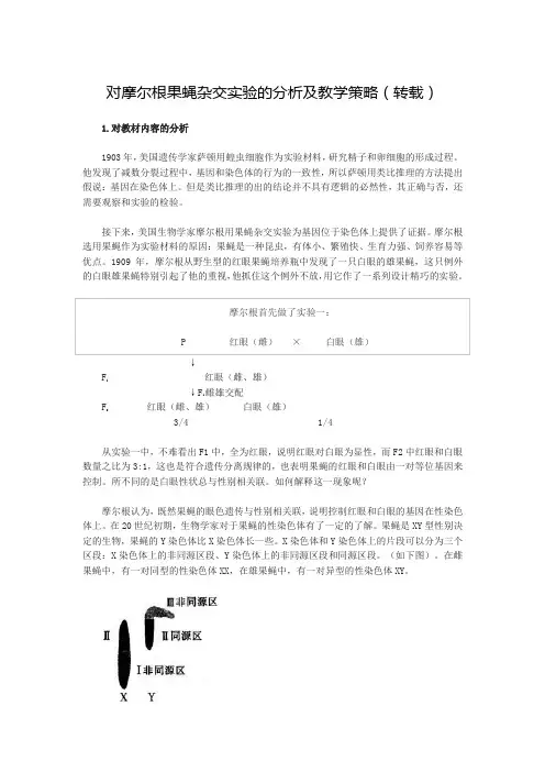 对摩尔根果蝇杂交实验的分析及教学策略