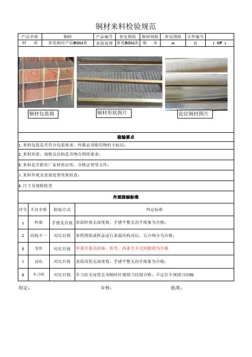 铜材来料检验规范样板