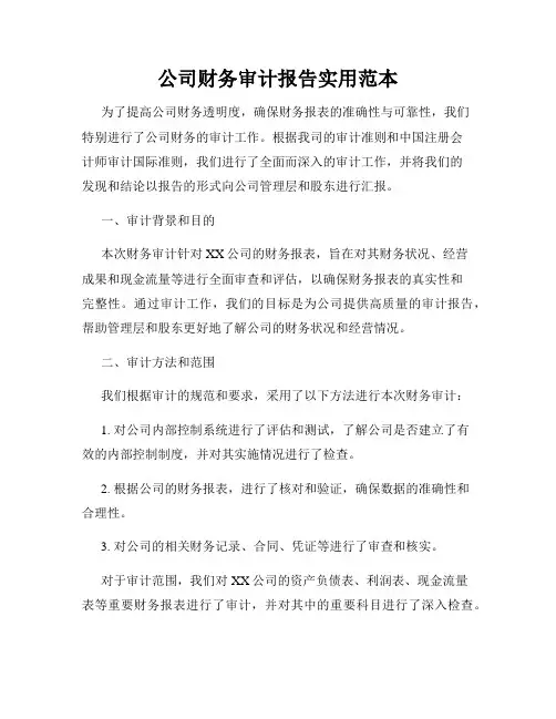 公司财务审计报告实用范本