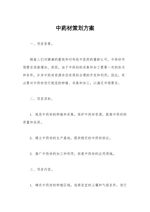 中药材策划方案