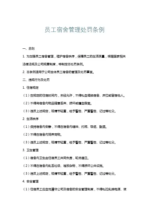员工宿舍管理处罚条例