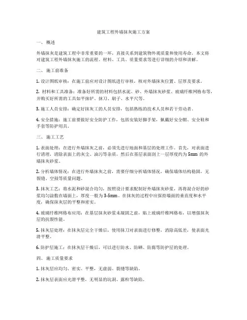 建筑工程外墙抹灰施工方案