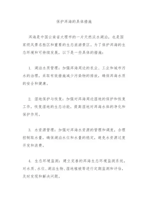 保护洱海的具体措施