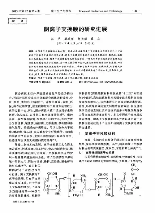 阴离子交换膜的研究进展
