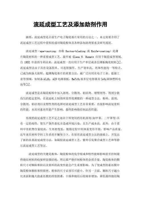 流延成型工艺及添加助剂作用