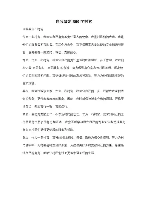 自我鉴定300字村官