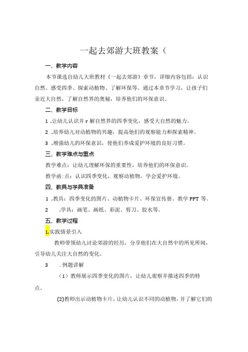 一起去郊游大班教案(