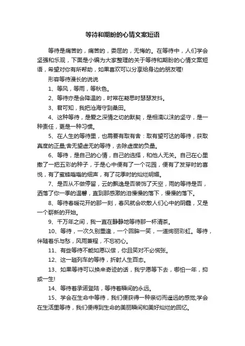 等待和期盼的心情文案短语