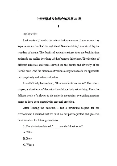 中考英语感叹句综合练习题30题