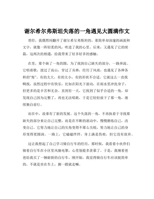 谢尔希尔弗斯坦失落的一角遇见大圆满作文
