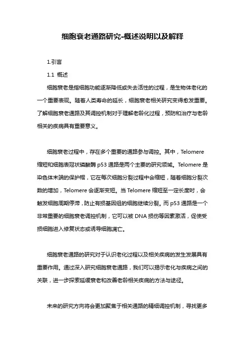 细胞衰老通路研究-概述说明以及解释