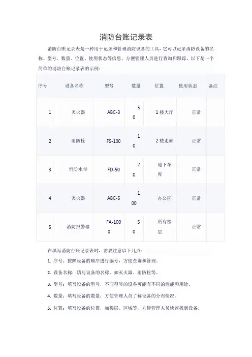 消防台账记录表