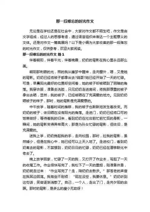 那一段难忘的时光作文（精选66篇）