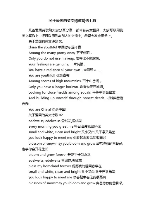 关于爱国的英文诗歌精选七首