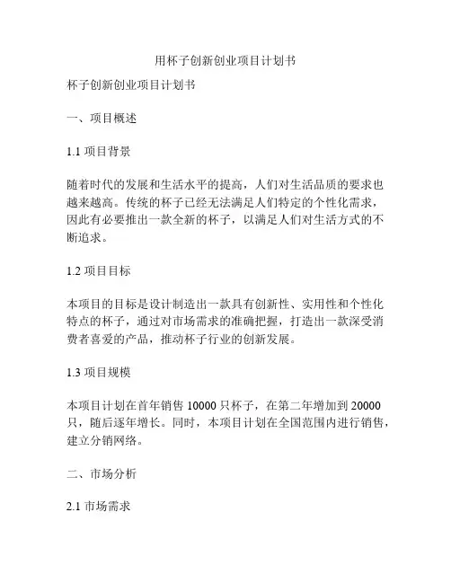 用杯子创新创业项目计划书