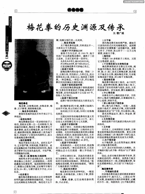 梅花拳的历史渊源及传承