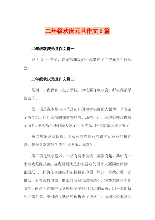 二年级欢庆元旦作文5篇