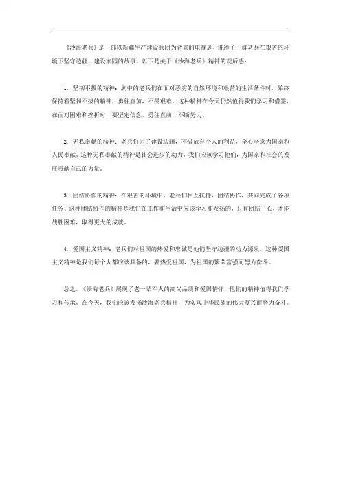 沙海老兵精神观后感