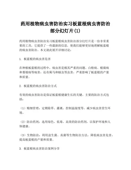 药用植物病虫害防治实习板蓝根病虫害防治部分幻灯片(1)