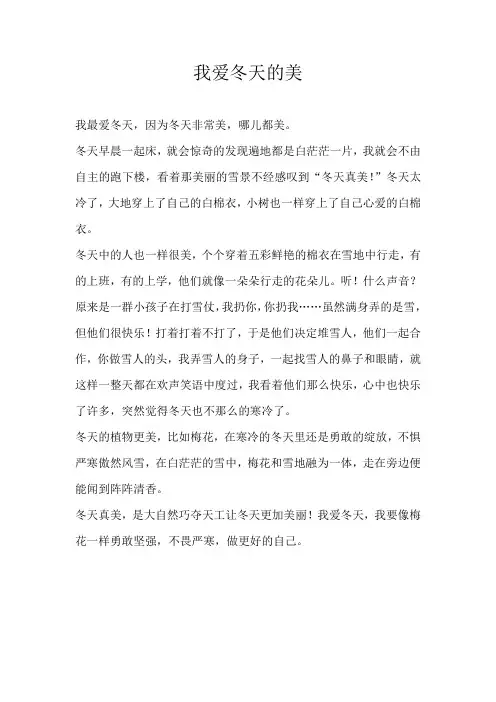 四年级写景我爱冬天的美