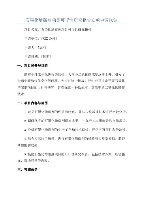 石墨化增碳剂项目可行性研究报告立项申请报告