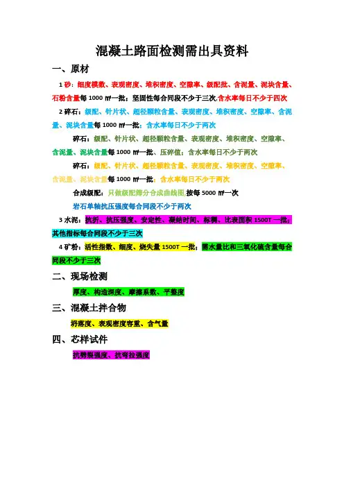 混凝土路面需出具检测项目