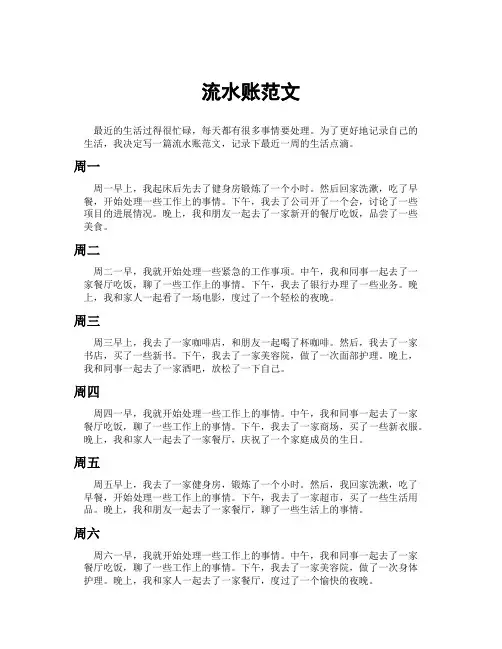 流水账范文
