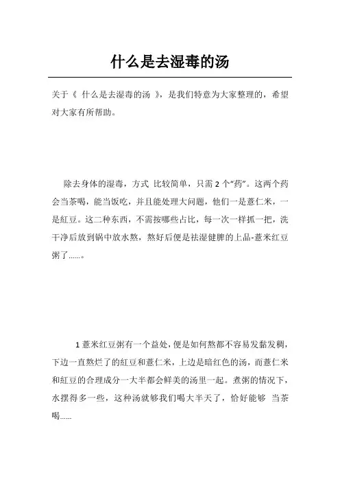 什么是去湿毒的汤