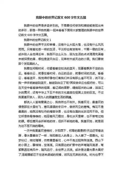 我眼中的世界记叙文600字作文五篇