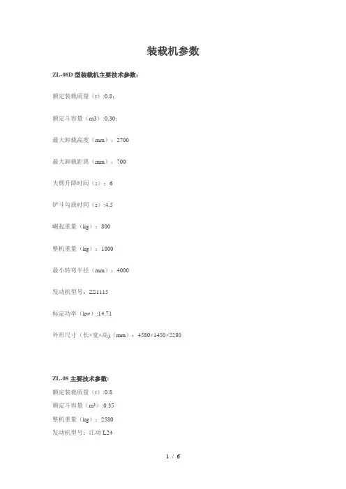 装载机参数
