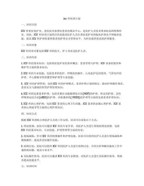 icu科培训计划
