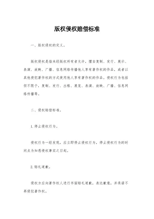版权侵权赔偿标准