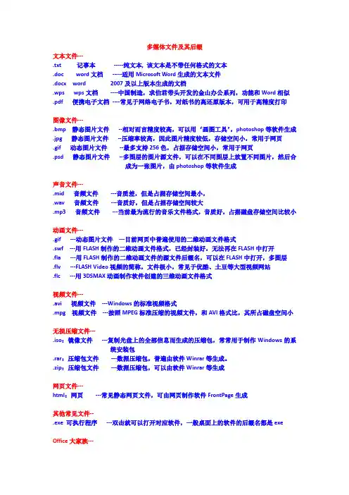 多媒体文件及其后缀