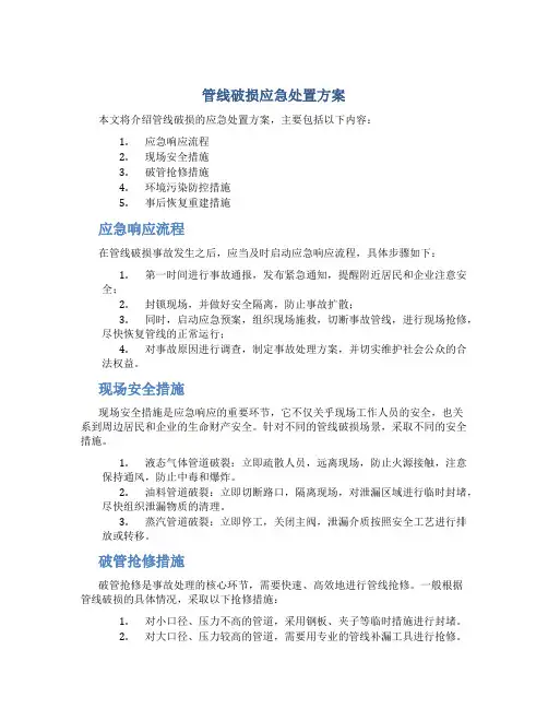 管线破损应急处置方案