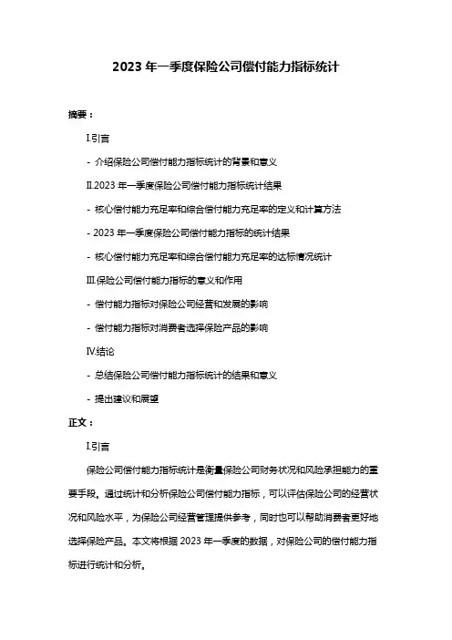 2023年一季度保险公司偿付能力指标统计