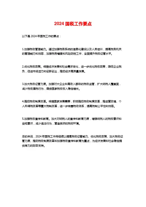 2024国税工作要点