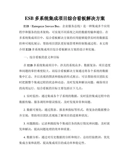ESB多系统集成项目综合看板解决方案