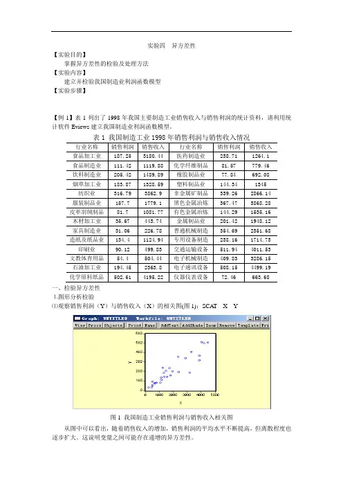异方差性的检验及处理方法