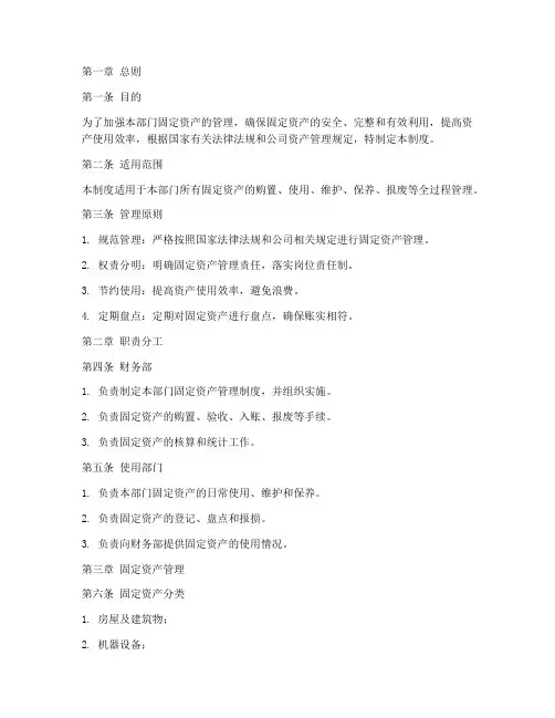 部门固定资产管理制度模板