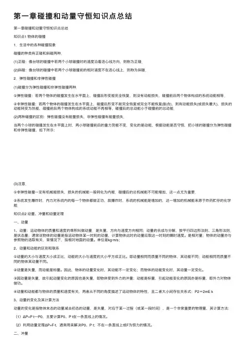 第一章碰撞和动量守恒知识点总结