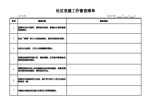 社区党建督查清单