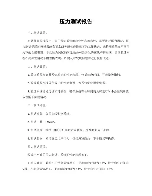 压力测试报告