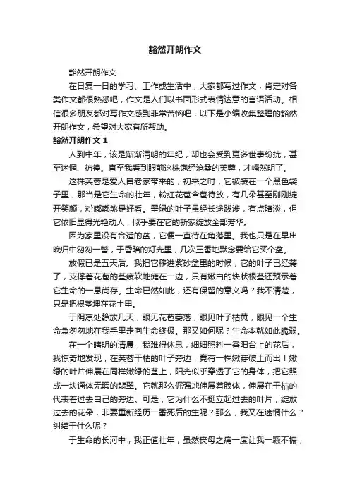 豁然开朗作文
