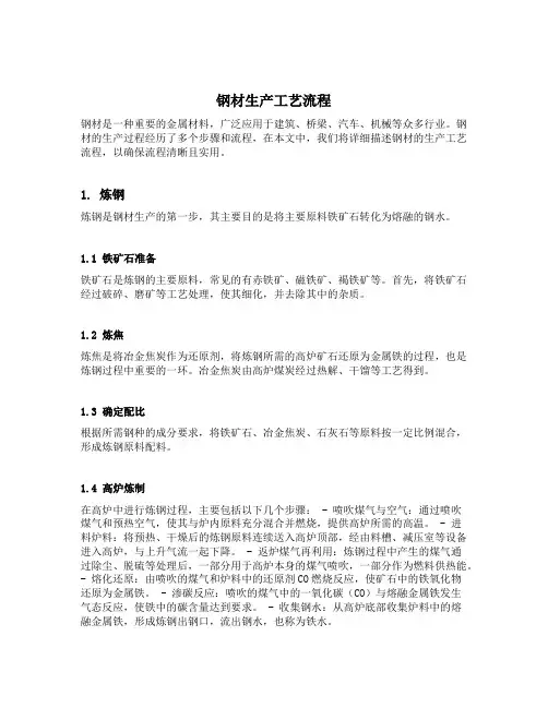 钢材生产工艺流程