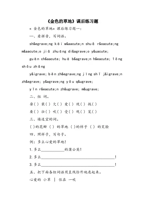 《金色的草地》课后练习题