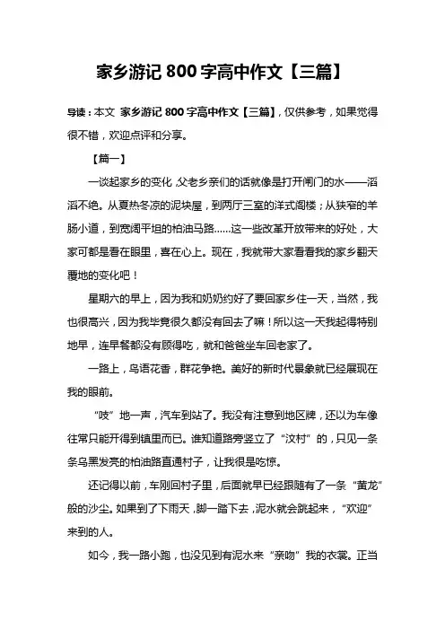 家乡游记800字高中作文【三篇】