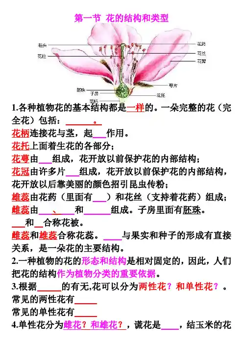 第一节 花的结构和类型